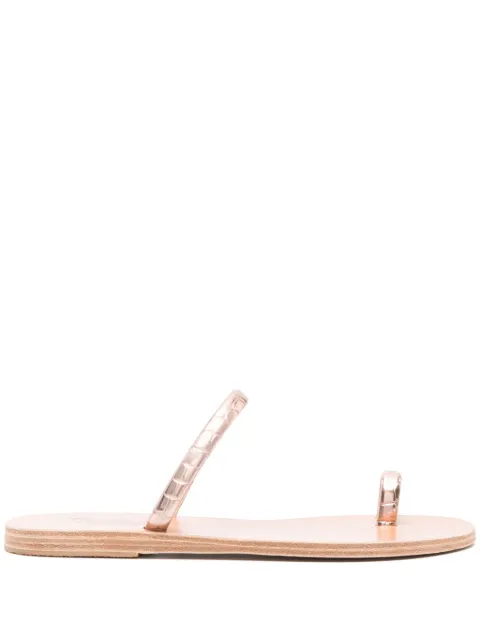 Ancient Greek Sandals Ophion flat leather sandals Pink OPHIONSERPENTEMETALLIC