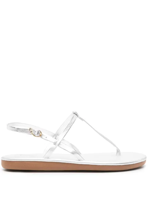 Ancient Greek Sandals Lito logo-debossed metallic leather sandals Silver LITOFLIPFLOPNAPPA