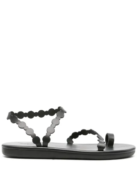 Ancient Greek Sandals Cronos flat leather sandals Black CRONOSVACHETTA
