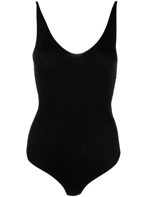 RXQUETTE shimmering ribbed bodysuit Black RXQF23SHBODS