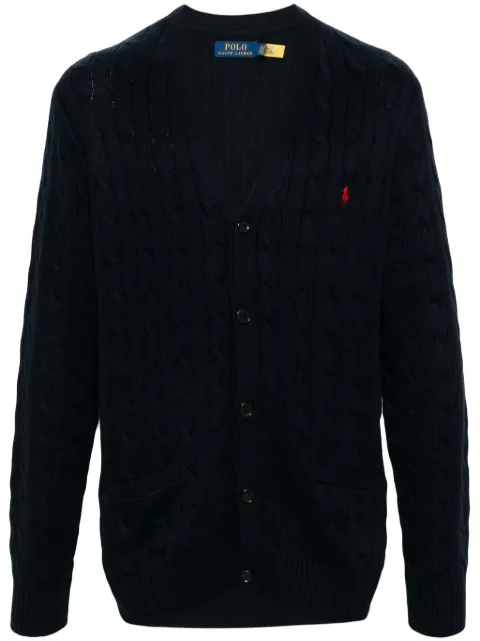 Polo Ralph Lauren logo-embroidered cable-knit cardigan Blue 710890548004