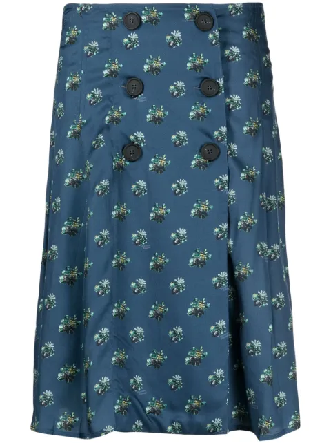 Maison Kitsuné floral-print wrap skirt Blue LW01508WF4017M174