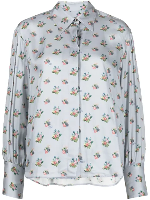Maison Kitsuné floral-print twill shirt Blue LW00405WF4017M175