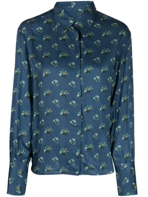Maison Kitsuné floral-print long-sleeve shirt Blue LW00405WF4017M174