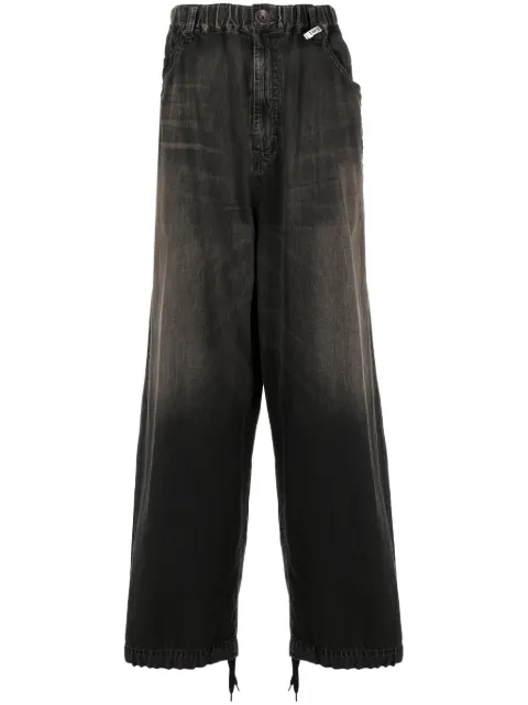Maison MIHARA YASUHIRO contrasting panel mid-rise wide-leg jeans Black J12PT022