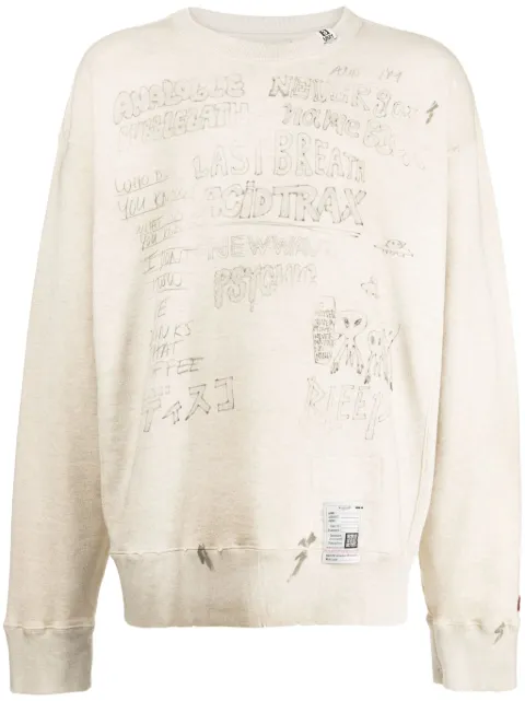 Maison MIHARA YASUHIRO sketch-print distressed jumper Neutrals J12PO523