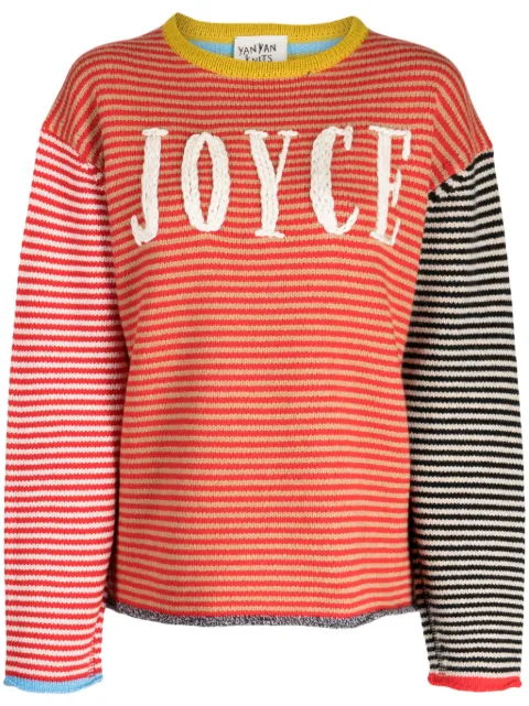 YANYAN KNITS stripe-pattern drop-shoulder jumper Red YYW232141
