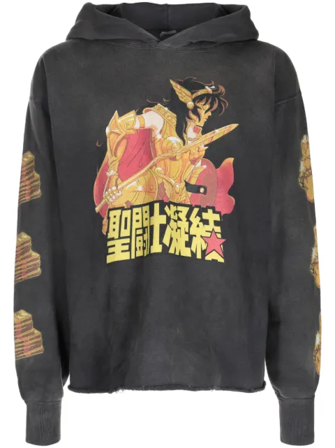 SAINT MXXXXXX graphic-print cotton hoodie Grey SMA230000C06