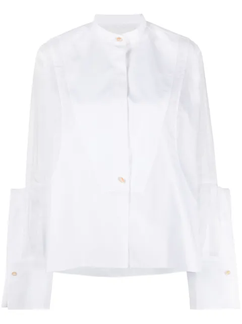 Jil Sander semi-sheer panelled cotton shirt White J02DL0176JTN346