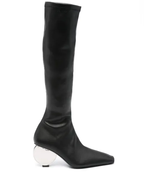 Courrèges Circle 90mm faux-leather knee-high boots Black 423SBT011PL0128
