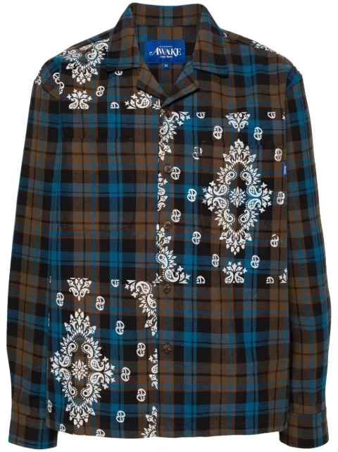Awake NY checked cotton shirt Brown TP001