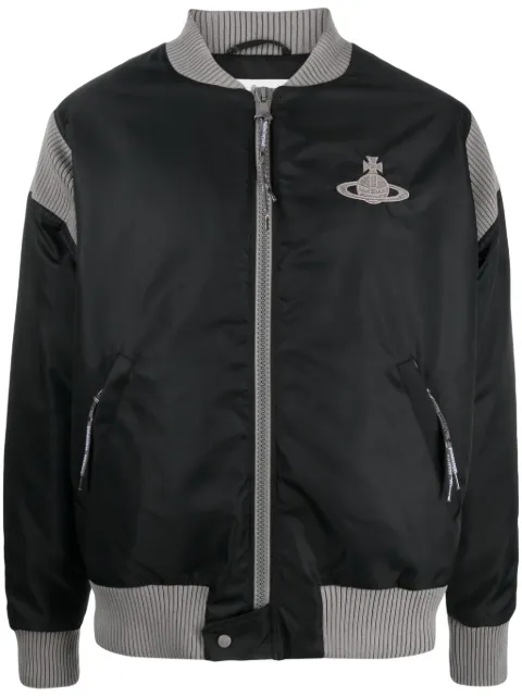 Vivienne Westwood Orb-embroidered cotton bomber jacket Black 33040009W00M0