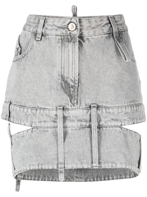 The Attico cut-out denim mini skirt Neutrals 241WCS198D07