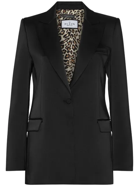 Philipp Plein crystal-skull satin blazer Black PADCWRF0619PTE003N