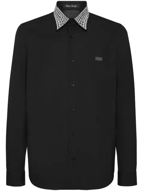 Philipp Plein Sugar Daddy crystal-embellished shirt Black PADCMRP2182PTE003N