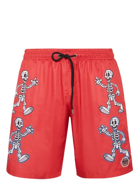 Philipp Plein skeleton-print swim shorts Red PADCMMX0140PNY002N