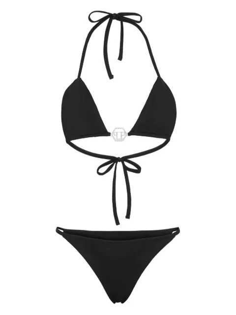Philipp Plein logo-plaque triangle bikini set Black PADCWMX0264PTE003N