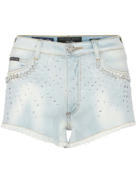 Philipp Plein strass denim shorts Blue PADCWDT2632PDE004N