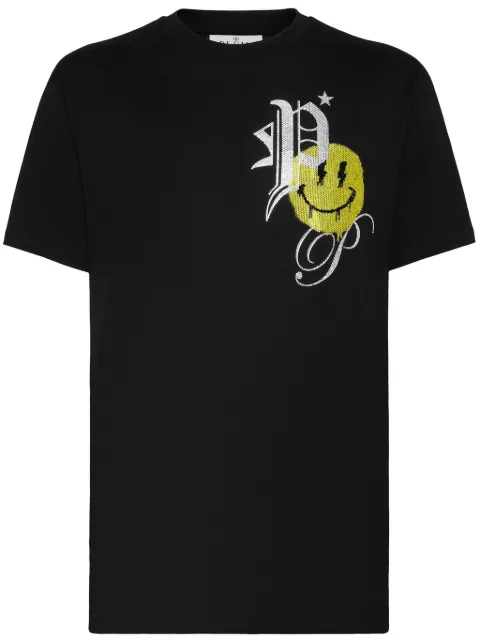 Philipp Plein rhinestone-logo cotton T-shirt Black PADCMTK7260PJY002N
