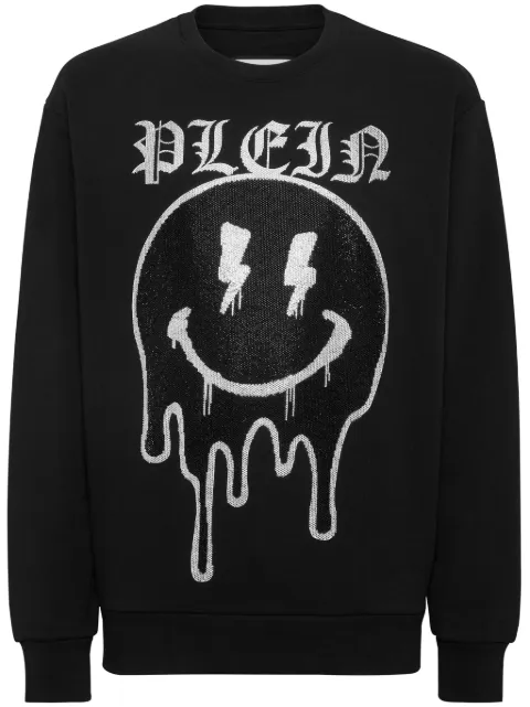 Philipp Plein Smile rhinestone-embellished sweatshirt Black PADCMJO1217PJY002N