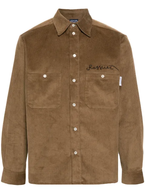 RASSVET Lady Luck logo-embroidered corduroy shirt Neutrals PACC13B003