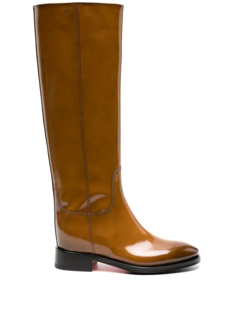 Santoni patent leather knee-high boots Brown WSHM58900BJ2
