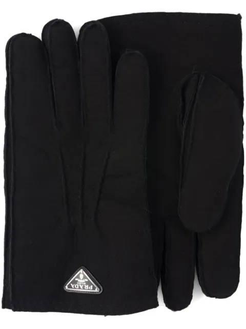 Prada triangle-logo suede gloves Black 2GG005H4Y