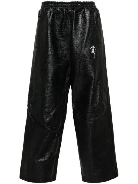 Doublet crocodile-pattern leather track pants Black 23AW03PT234