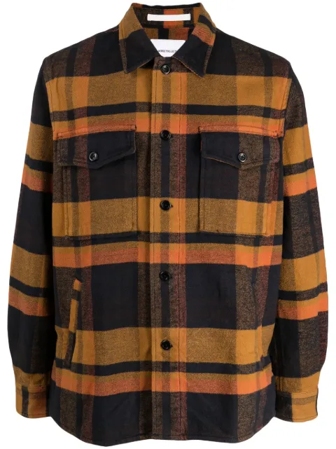 Norse Projects Julian plaid-check shirt jacket Orange N4006297004A