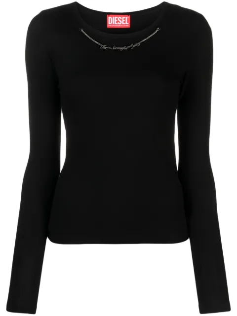 Diesel T-Matic chain-embellished T-shirt Black A127180BLAN