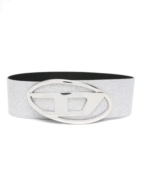 Diesel B-1dr 80 glitter-embellished wide belt Silver X09710P0787
