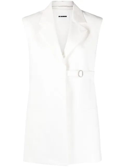 Jil Sander belted cotton waistcoat White J01FB0101J45152