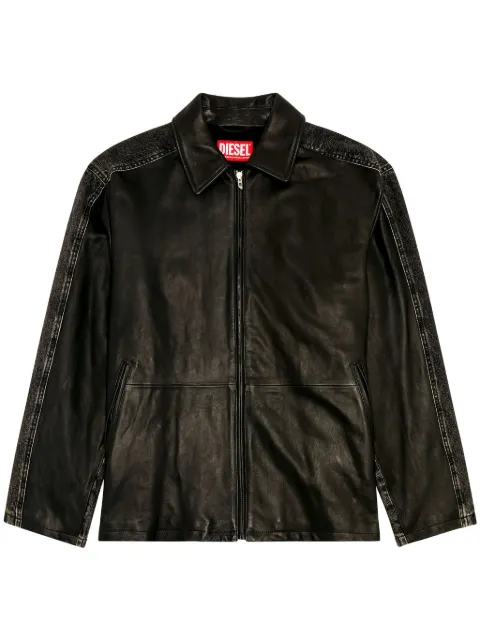 Diesel L-Stoller panelled leather jacket Black A121750WGAV
