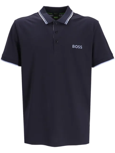 BOSS logo-embroidered cotton-blend polo shirt Blue 50469094