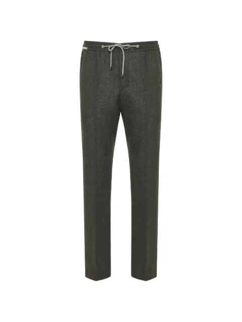 Corneliani drawstring-waist pressed-crease trousers Green 924L253818117