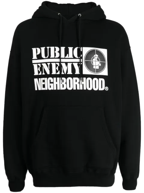 Neighborhood x Public Enemy logo-print cotton hoodie Black 232UWNHCSM01