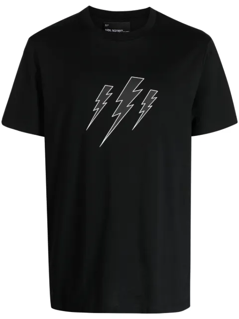 Neil Barrett Thunderbolt-print cotton T-shirt Black NBV7JT210AV503S