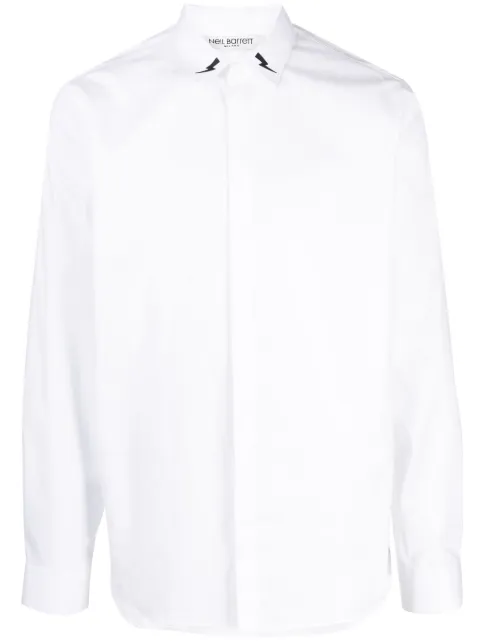 Neil Barrett Thunderbolt-print cotton shirt White NBV6CM170CV000S