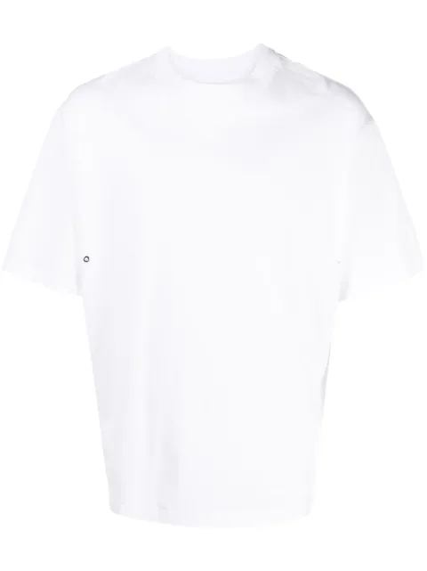 Neil Barrett logo-appliqué eyelet-detail T-shirt White NBV7JT217AV532C