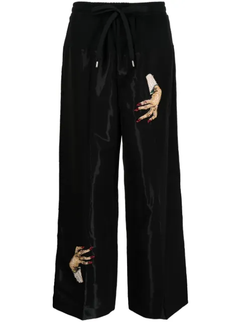 Undercover hand-embroidered satin trousers Black UC2C15061