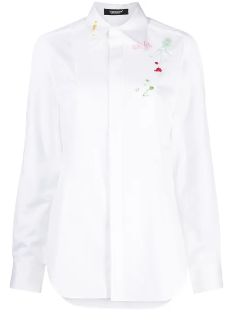 Undercover floral-embroidered cotton shirt White UC2C1404
