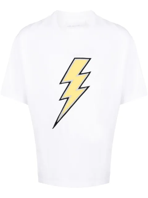 Neil Barrett Thunderbolt-embroidered cotton T-shirt White NBV7JT215AV518C
