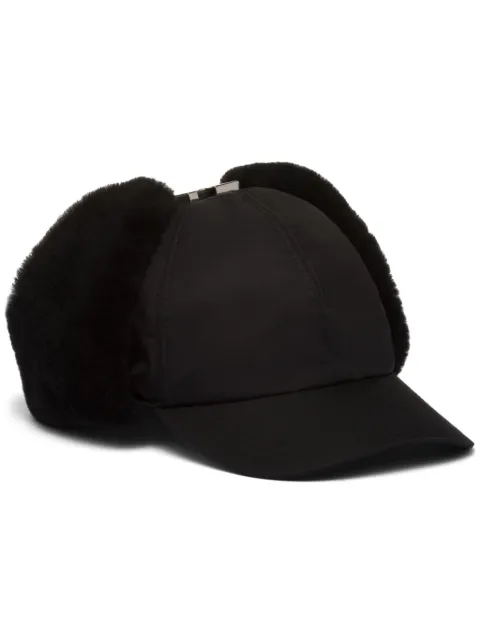 Prada Re-Nylon shearling-trim hat Black 2HC331K4D