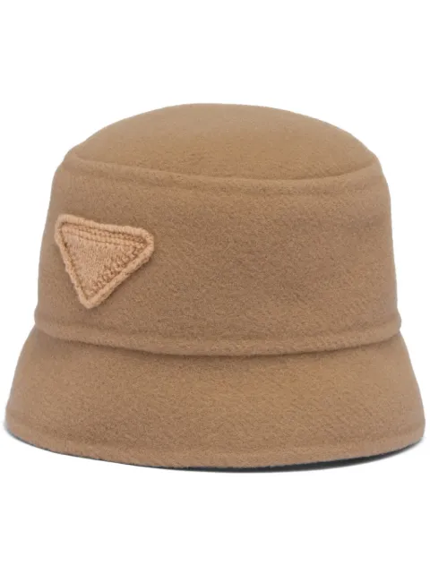 Prada triangle-logo velour bucket hat Neutrals 2HC1371Z83