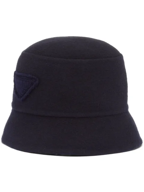 Prada triangle-logo velour bucket hat Blue 2HC1371Z83