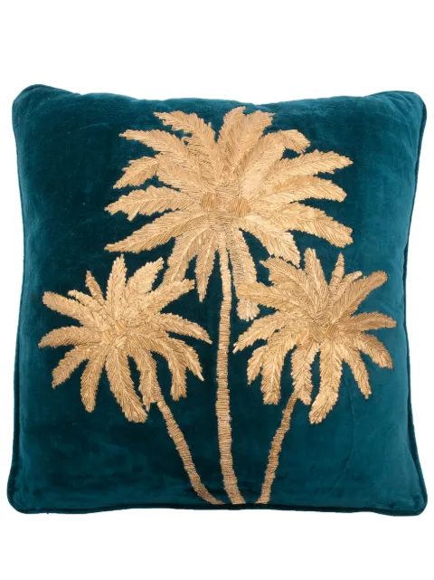 Les-Ottomans x Browns Embroidered Palms velvet cushion (50cm x 50cm) Blue BRC02