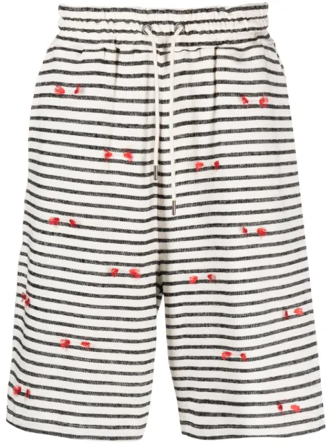 Henrik Vibskov Fringy striped shorts Neutrals SS24STUDM806