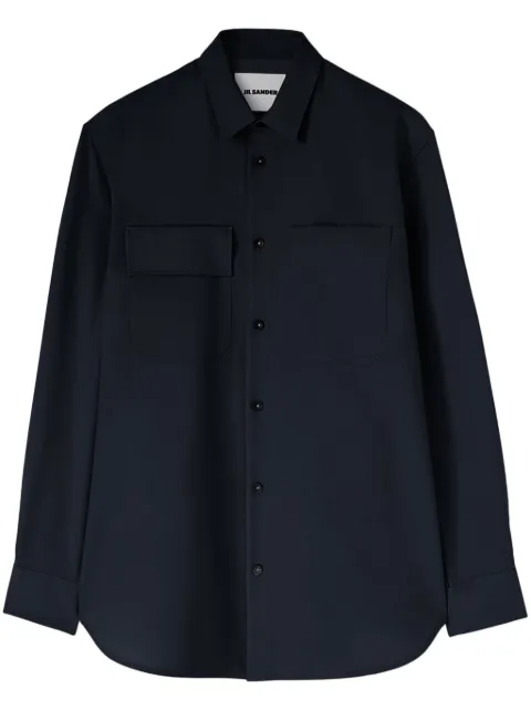 Jil Sander long-sleeved wool shirt Blue J23DL0003J40159
