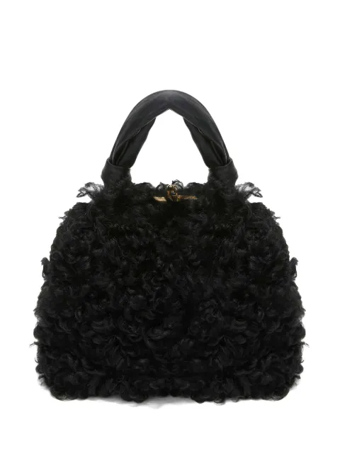 Jil Sander small Goji Square shearling tote bag Black J07WD0073P6403