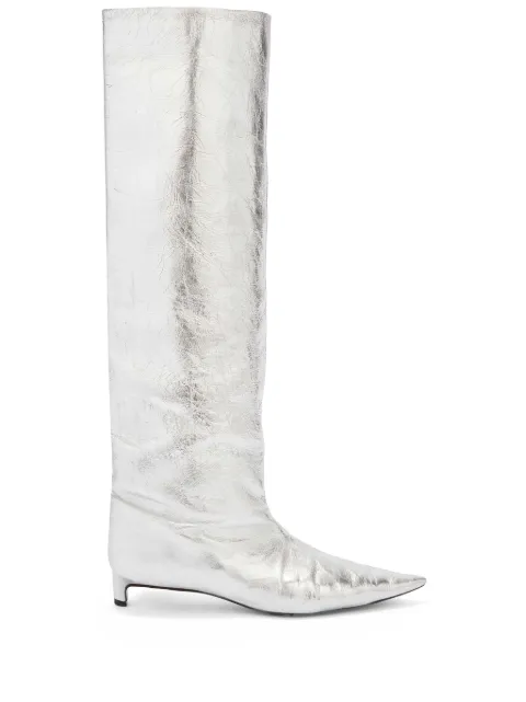 Jil Sander 30mm metallic knee boots Grey J15WW0009P5802